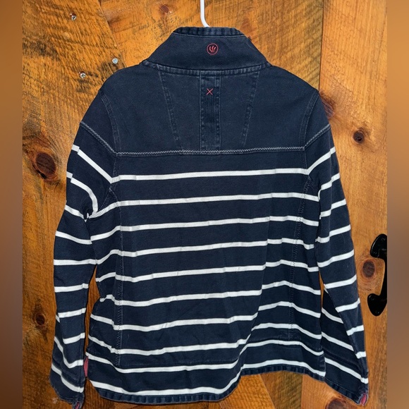 Fat Face Women's Airlie Breton Blue White Stripe Sweatshirt - Picture 3 of 4